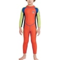 thumbnail image 1 of Soidarity Traje de neopreno para niños de 2,5 MM, traje de Surf resistente a los arañazos para jóvenes, adolescentes, niños pequeños Deportes acuáticos manga verde naranja L, 1 of 6