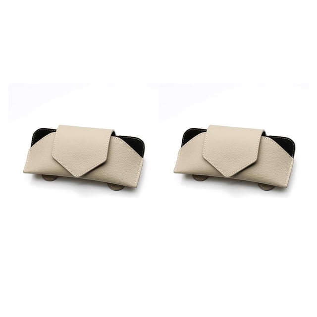Sidaley Coche Sun Shadow Gafas Clip Gafas de sol Estuche de almacenamiento Interior Tarjeta Ticket Mount Holder Organización Accesorios Rojo Beige 2piezas Sidaley CBP294826
