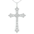 thumbnail image 1 of Dazzlingrock Collection Round White Diamond Religious Cross Pendant for Women with 18inch Gold Chain (0.26 ct. Color I-J, Clarity I1-I2) in 14K White Gold, 1 of 6