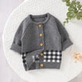 thumbnail image 5 of Generic Kids Outdoor Sweaters Baby Girl Boy Knit Cardigan Sweater Warm Pullover Tops Toddler Plaid Outerwear Jacket Coat Outfit Clothes for Cute Fashion Pullovers(3-6 Months,Grey), 5 of 9