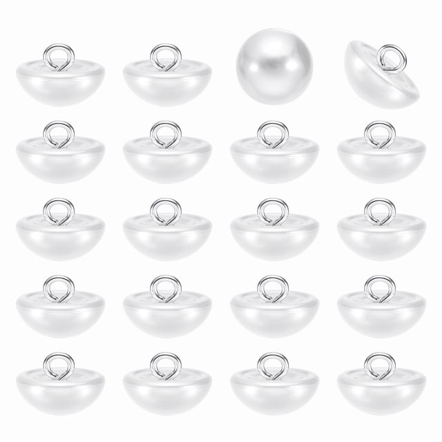 20 piezas de botones de perla falsa redonda de 24L de 15 mm 5/8" con base de metal para costura, reemplazo de botones pequeños para ropa, vestido de novia, manualidades DIY, blanco brillante