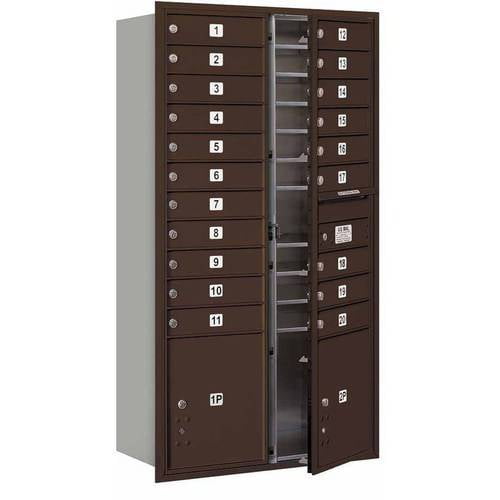 4C Horizontal Mailbox - Maximum Height Unit - Double Column - 20 MB1 Doors - Bronze - Front Loading - USPS Access