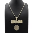 thumbnail image 3 of iJewelry2 Urban BOSS Script Pendant with Crystals Encrsuted Gold-tone Box Chain Necklace, 3 of 3