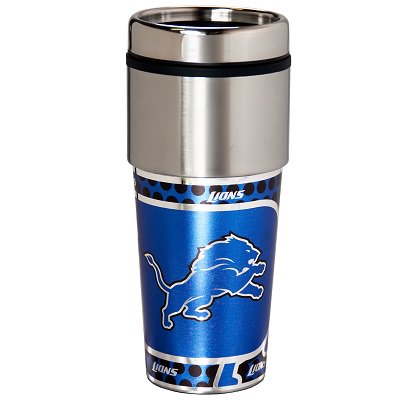 Detroit Lions Gobelet de Voyage en Acier Inoxydable 16 oz, Graphiques Métalliques