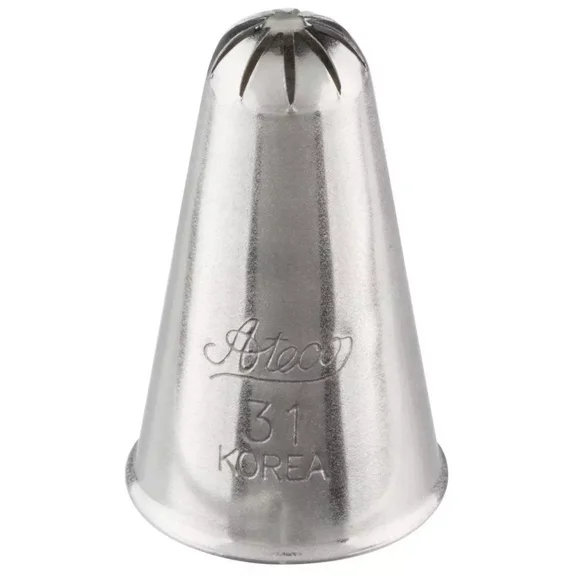 Ateco 31 Closed Star Piping Cake Decorating Tubes, Plain Tips For Bakeware 2 Pc