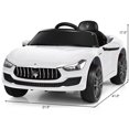 thumbnail image 3 of Gymax 12V Maserati Licensed Kids Ride on Car w/ RC Remote Control Led Lights MP3 White, 3 of 10