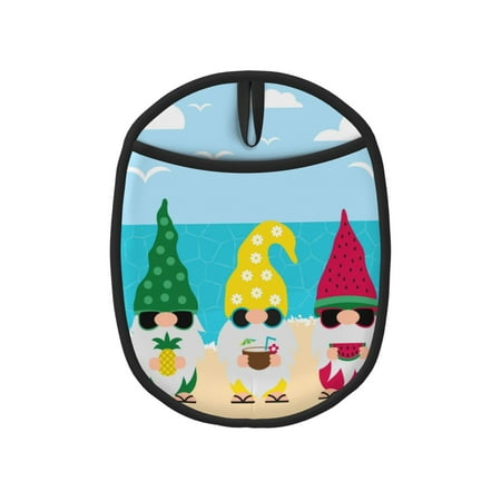 

Pofeuu Gnomes On The Beach Print Silicone Pot Mat Mitten With Hanging Loop Heat Resistant Oven Mitts Non-Slip Bbq Baking Smoking Potholders
