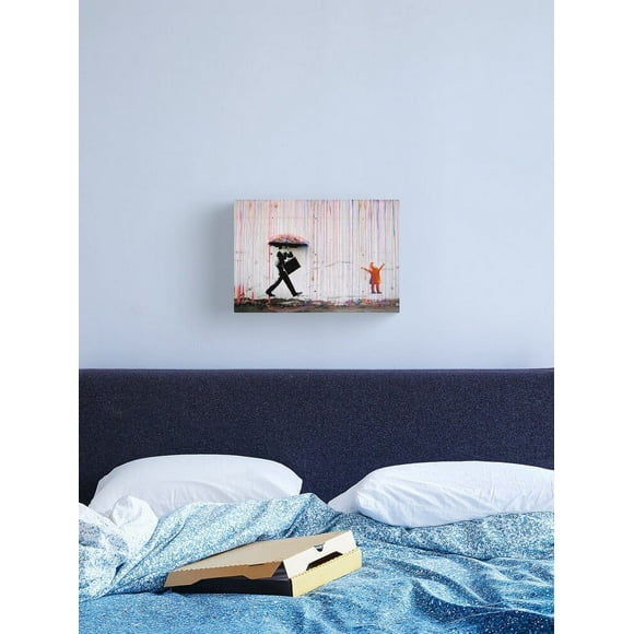 Aaroca Banksy Umbrella Rainbow Happy Girl Canvas Print Canvas Posters