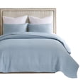 thumbnail image 2 of Juego de ropa de cama Benzara Fys Queen, tejido en jacquard azul, 3 piezas, 2 of 6