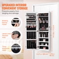 thumbnail image 4 of KFFKFF Mirrored Jewelry Storage, 42.52-Inch Height, Secure Jewelry Storage Cabinet with Full-Size Mirror, Can be Wall or Door Mounted, Jewelry Organizer with LED Lights Inside and Velvet Interior, 4 of 9