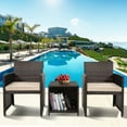 thumbnail image 2 of 3 Pieces Patio Rattan Chair Sets, Outdoor Bistro Set, PE Wicker Patio Furniture Sets, Front Porch Furniture Chairs Set with Glass Coffee Table for Backyard Deck Poolsid Garden, JA1970, 2 of 7