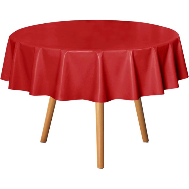 Clear Plastic Round Tablecloth - - Vinyl PVC Table Cloth Protector Oil Spill Proof Wipe Clean Table Cover for Dining Tables Parties Camping Crystal Clear
