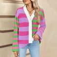 thumbnail image 2 of DondPO Cardigan Sweaters for Women Womens Striped Cardigan Sweaters V Neck Front Button Up Color Block Fuzzy Loose Knit Coats Sweaters for Women Womens Fall Fashion 2024 Pink 2XL, 2 of 3