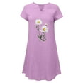thumbnail image 5 of Feancey Linen Dress for Women Summer Short Sleeve Notch Neck Mini Dresses Loose Fit Casual Floral Printed Tshirt Dress Boho Beach Vacation Dresses Purple XL, 5 of 7
