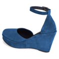thumbnail image 3 of YDN Women Classic Round Closed Toe Wedge High Heeled Pumps Ankle Strap Sandals D'Orsay Platform Casual Dressy Shoes Size 8 Blue, 3 of 4