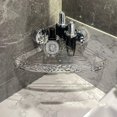 thumbnail image 4 of Estante almacenamiento con ventosa para baño sin perforaciones lavabo para baño estante pared estante almacenamiento para pared baño (transparente) (plata triangular-Transparente), 4 of 9