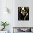 thumbnail image 3 of COMIO African Art Wall Decor Elegant African American Wall Art Black and Gold Leaf Women Portrait Print Painting Framed for Home Living Room Bedroom Decor, 3 of 4