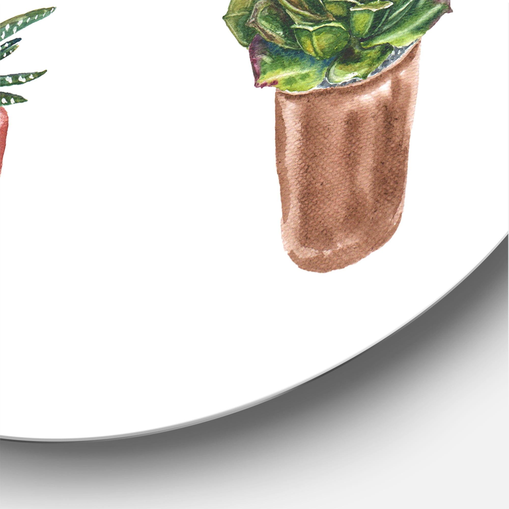 Designart 'Cactus and Succulents In A Clay Pot ' Traditional Circle Metal Wall Art 36x36 - Disc of 36