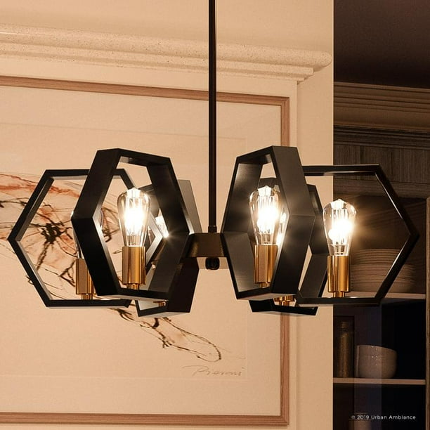 Urban Ambiance Luxury Industrial Chandelier Large Size 8 75 H X 25 W With Geometric Style Elements Natural Black Finish Uql2770 From The Venezia Collection Com Urban Ambiance Luxury Industrial, Large Black Industrial Chandelier
