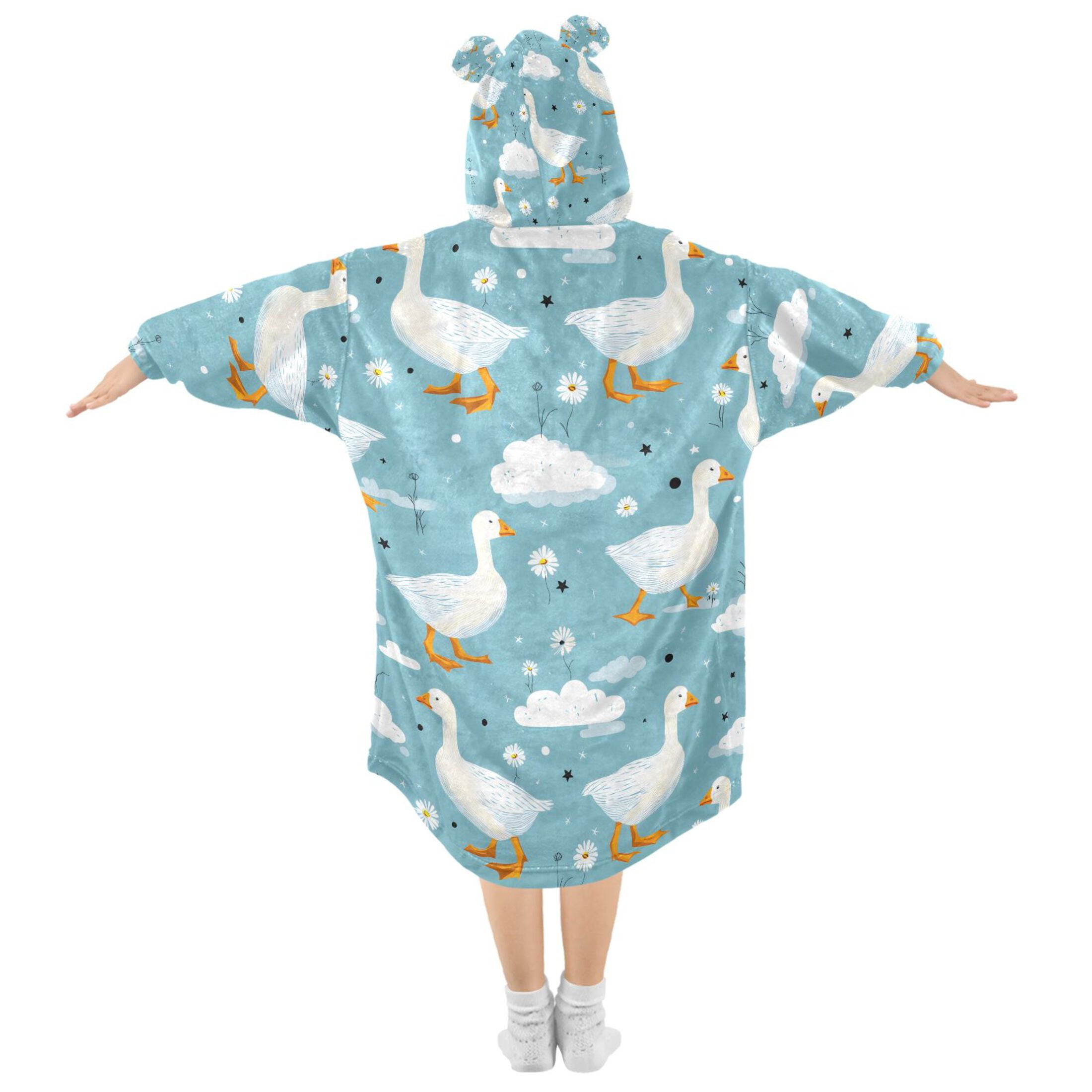 joogoo Wearable Blanket Hoodie for Duck Floral Oversized Sherpa Hooded 3-14 YR M