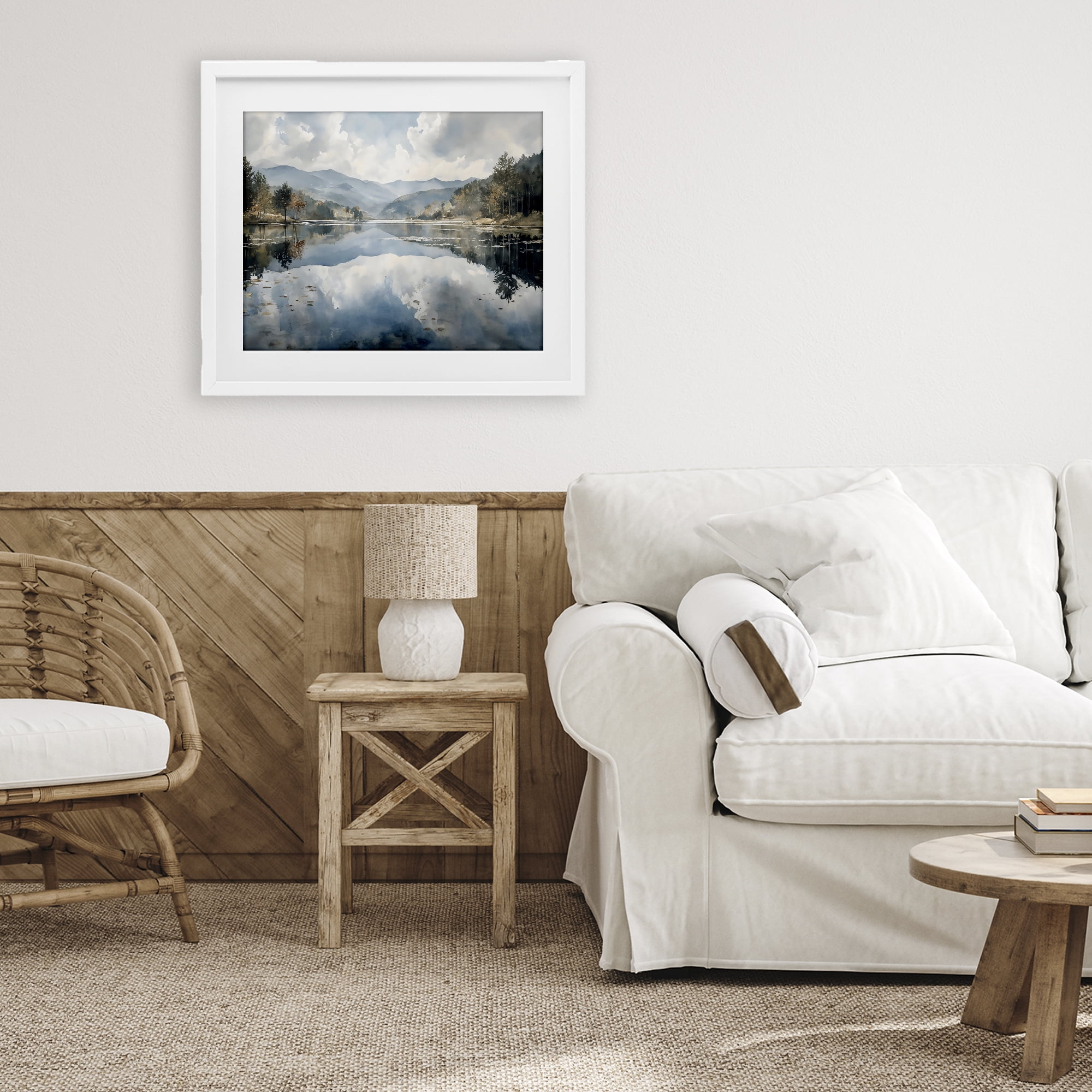Stupell Industries Nature's Reflection on Mountain Lake White Framed Print Under Glass, design by Franklyn Gregory