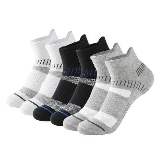 Compression Socks for Unisex Men and Women , Ankle Soft Moisture-Wicking Socks , Athletic Cushioned Low Cut Running Socks for a Secure Fit - 6 Pairs