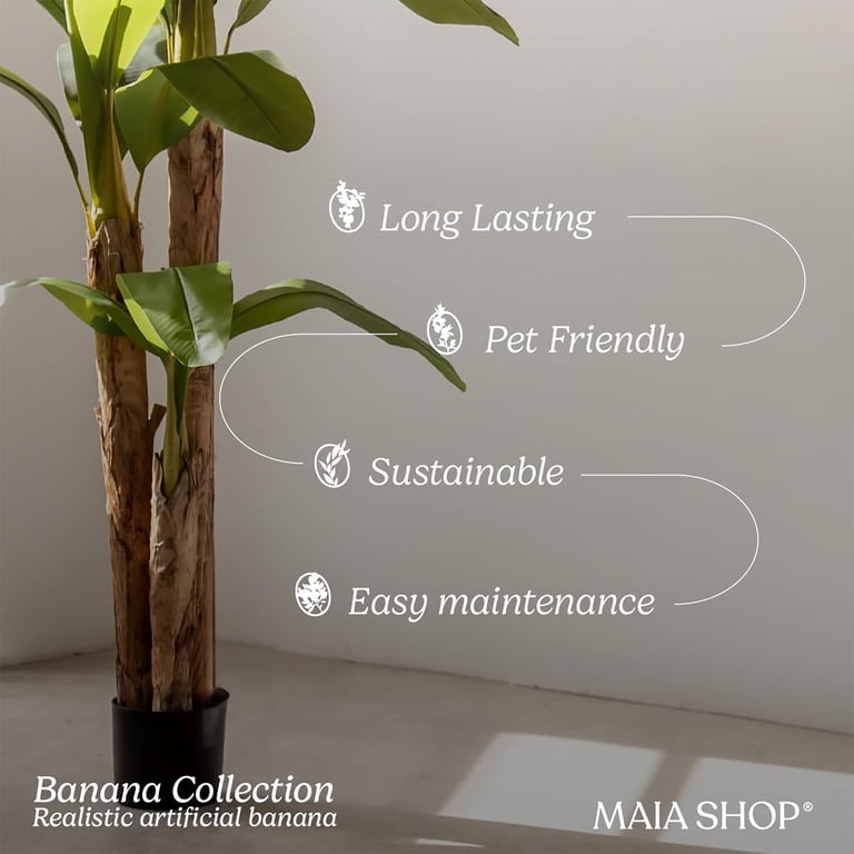 Maia Shop Artificial Banana Tree 4 Feet Tall Tropical Home Decoration, 47 Inches