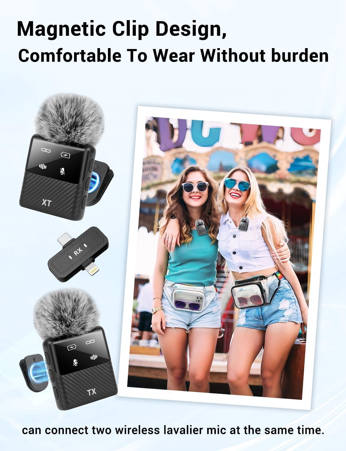 Unbranded Mini Wireless Lavalier Microphone for iPhone, iPad, Android Phone, Noise Reduction Plug and Play Magnetic Clip on Lapel Mic for Video Recording Podcast Vlogging