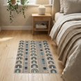 thumbnail image 3 of ODIKA 2'x3' Beige Blue Modern Geometric Rainbow Arch Washable Throw Rug Contemporary Striped Vertical Bands With Dotted Non-Slip, Low Profile, Flatwoven, Easy Care for Hallway, Study Room, 3 of 7