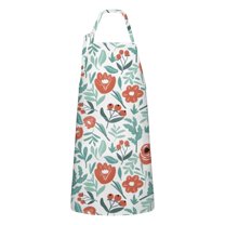 Pioneer Flower Floral Print Pattern Apron-Garden Aprons for Women with Pockets-Cotton Linen Waterproof Kitchen Cooking Gardening Aprons Adjustable for Kitchen,Cooking,BBQ and Salon 33x27 Inch