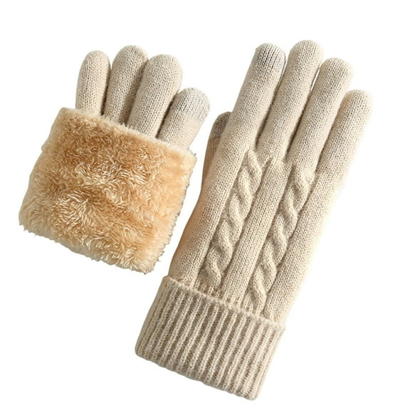 FAWUUDO Womens Winter Gloves with Touch Screen Fingers Thermal Warm Lining Knit Gloves for Women Cold Weather Gifts
