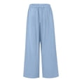thumbnail image 6 of Laqbezok Women's Linen Wide Leg Pants, High Waist Drawstring Casual Loose Trousers with Pockets for Summer Beach Travel Vacation, 6 of 6