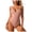 Pink, variant on Women's One Piece Swimsuits V Neck Binding Ribbed Swimwear High Cut Bathing Suit (Pink, M)