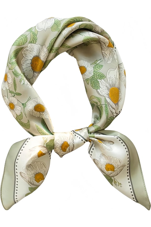 27.5"x27.5" Satin Square Scarves for Women - Assorted Printed Silk Feeling Bandana & Neck Scarf Set
