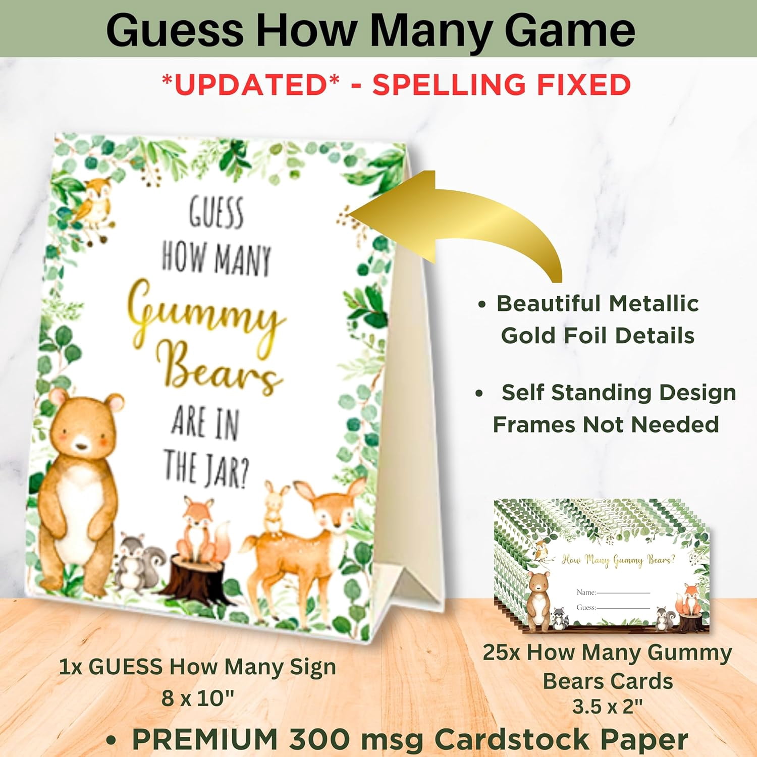 53 Pc Woodland Baby Shower Invitations for Boy or Girl – With Envelopes, Thank You Cards, Book Request, Diaper Raffle Box & Game Cards – Gender Neutral Baby Shower Party Set for 25 Guests