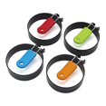 thumbnail image 1 of Juego de 4 anillos antiadherentes de acero inoxidable con asas plegables para huevos fritos, 1 of 5