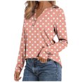 thumbnail image 6 of Besolor Women's Long Sleeve Shirts Trendy Polka Dots V Neck Button Tunic Tops Going out Dressy Blouses, 6 of 8