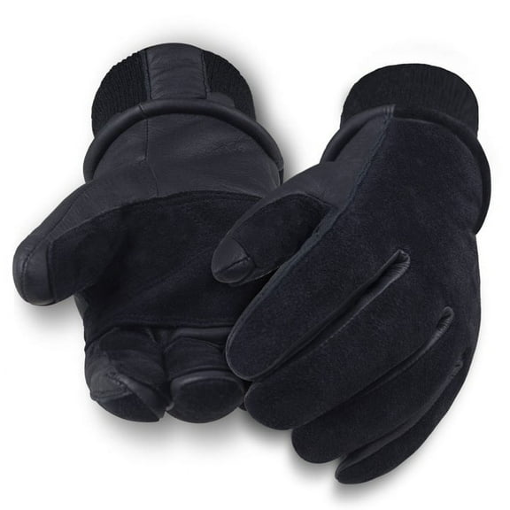 Premium Deerskin Leather Winter Gloves with 3M Thinsulate - Black