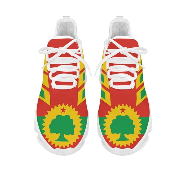 Zapatillas deportivas con estampado de bandera Oromo, rojas, verdes y amarillas, para exteriores, cómodas y suaves, para correr, con punta redonda para mujer