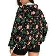 thumbnail image 2 of COEQINE Women's Full Zip Up Hoodie Fall Oversized Sweatshirts Long Sleeve Y2K Casual Outfits Christmas Santa Claus Tree Cookie Black Pattern Fashion Pockets Jacket, L, 2 of 7