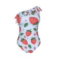 thumbnail image 5 of Wukai Strawberries Chic One Shoulder Swimwear with Ruffle Design and Tummy Control Skirt: Fashionable, Supportive, Comfortable for Beach-Large, 5 of 7