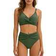 thumbnail image 5 of Ecqkame Womens Bikini Sets Two Piece Push-Up Beach Swimsuits Solid Color Adjustable Straps Fashion Bathing Suits Army Green L, 5 of 7