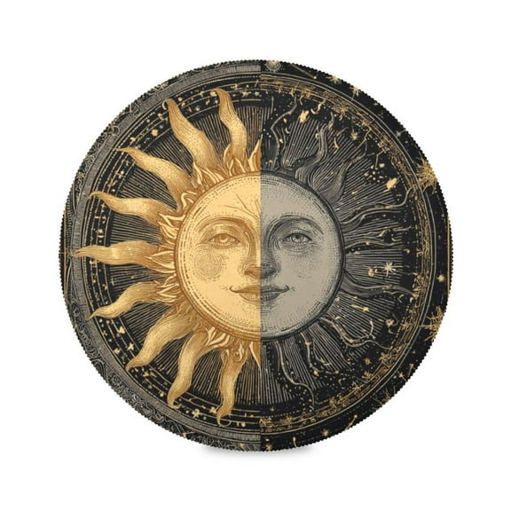 Round Placemat Heat Resistant & Wrinkle-Free Dining Table Decor Placemat For Home & Weddings Mestery Sun Illustration