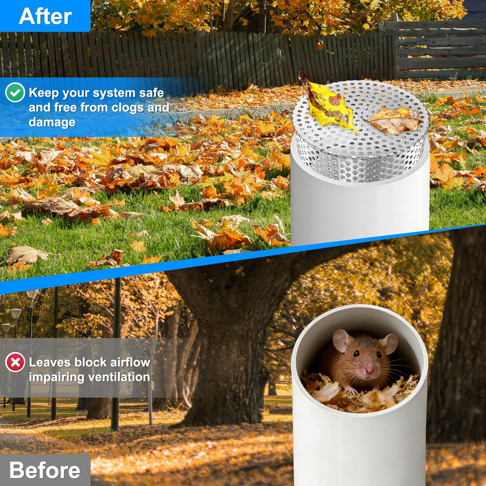 Uxcell 1-Pack Termination Mesh Screen Vent Covers, 6.3–5.55 Inch ID Stainless Steel Conical Exhaust Pipe Cover Strainer for Preventing Birds/Leaves from Entering