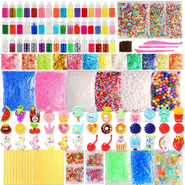 Kit para hacer limo, paquete de 160 con dijes de limo, bolas de espuma y más
