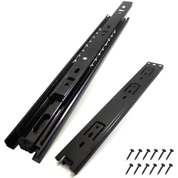 11 Inch Full Extension Triple-Fold Ball Bearing Drawer Slides with Screws Heavy Duty Side Mount Black Drawer Slide for Cabinet, Dresser, Toolbox, Kitchen Steel Ball Bearings Drawer‘s Slides
