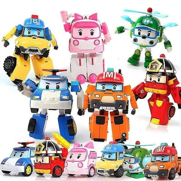 Super Wings Acion Figure Robocar Poli Ambe Roy Helly Robot Car Assembly Toys