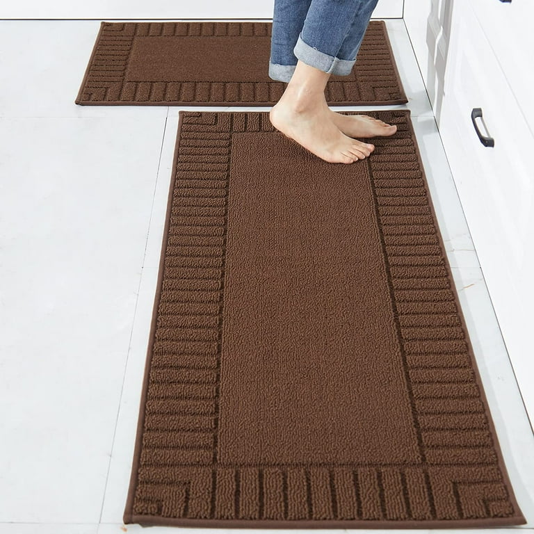 ZXNYH-Kitchen-Rugs-Washable-Kitchen-Mats-for-Floor Non-Slip Kitchen Mat Set  of 2 Absorbent Kitchen Runner with TPR Non Skid  Backing,Grey,24x35inch/24x60inch 