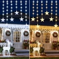 thumbnail image 2 of 33FT 300LED Outdoor Christmas Star Icicle Lights With Remote, 11 Modes, IP44 Waterproof, Timer & Memory Fuction,Dimmable, Plug In Dual Color Changing String Lights With Star Pendants, 2 of 9