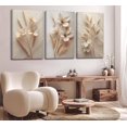 thumbnail image 3 of Lienzo decorativo UZXTFQU con estampado floral beige neutro, 3 unidades, 3 of 6